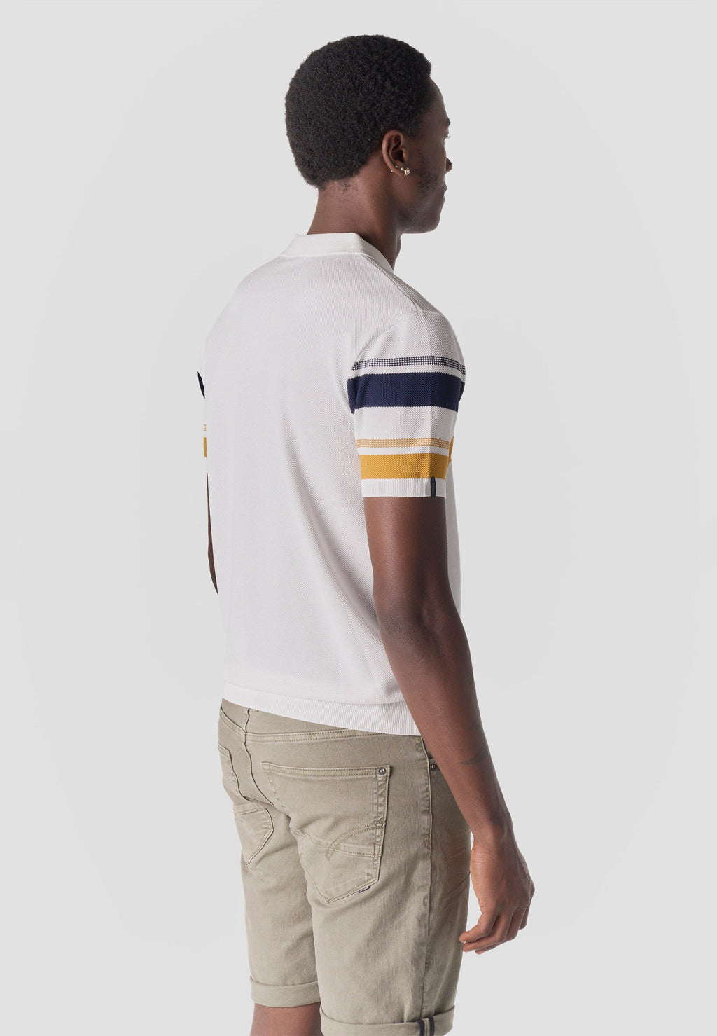 Polo Hombre Manga Corta Punto Media Cremallera Rayas – Koroshi 2611PC49