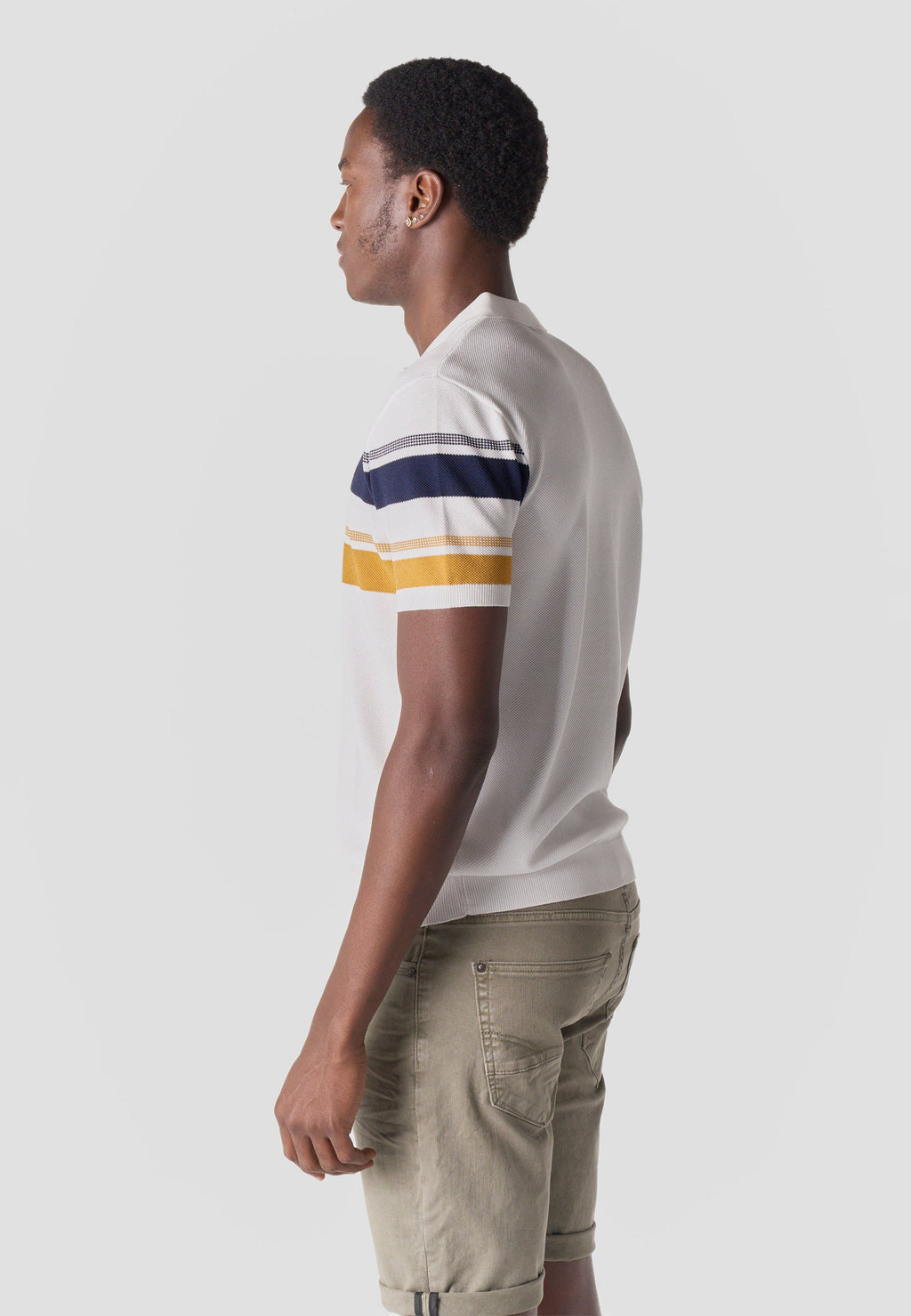 Polo Hombre Manga Corta Punto Media Cremallera Rayas – Koroshi 2611PC49