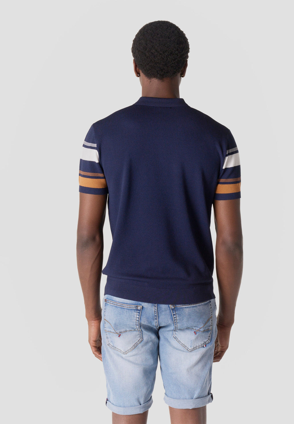 Polo Hombre Manga Corta Punto Media Cremallera Rayas – Koroshi 2611PC49