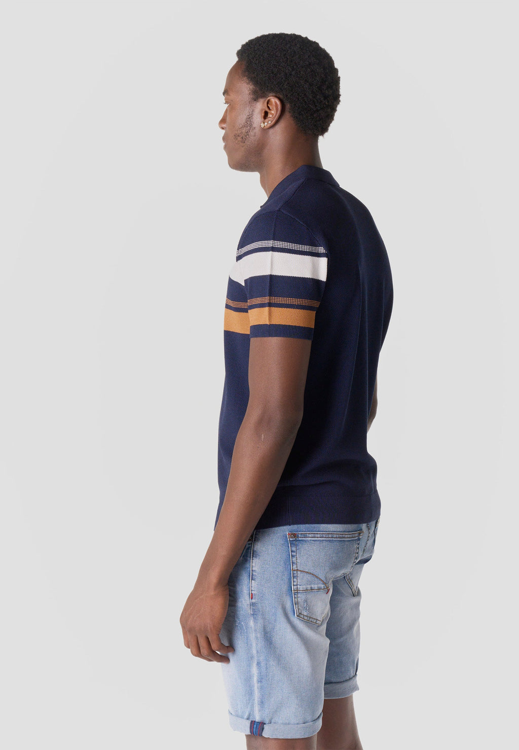 Polo Hombre Manga Corta Punto Media Cremallera Rayas – Koroshi 2611PC49