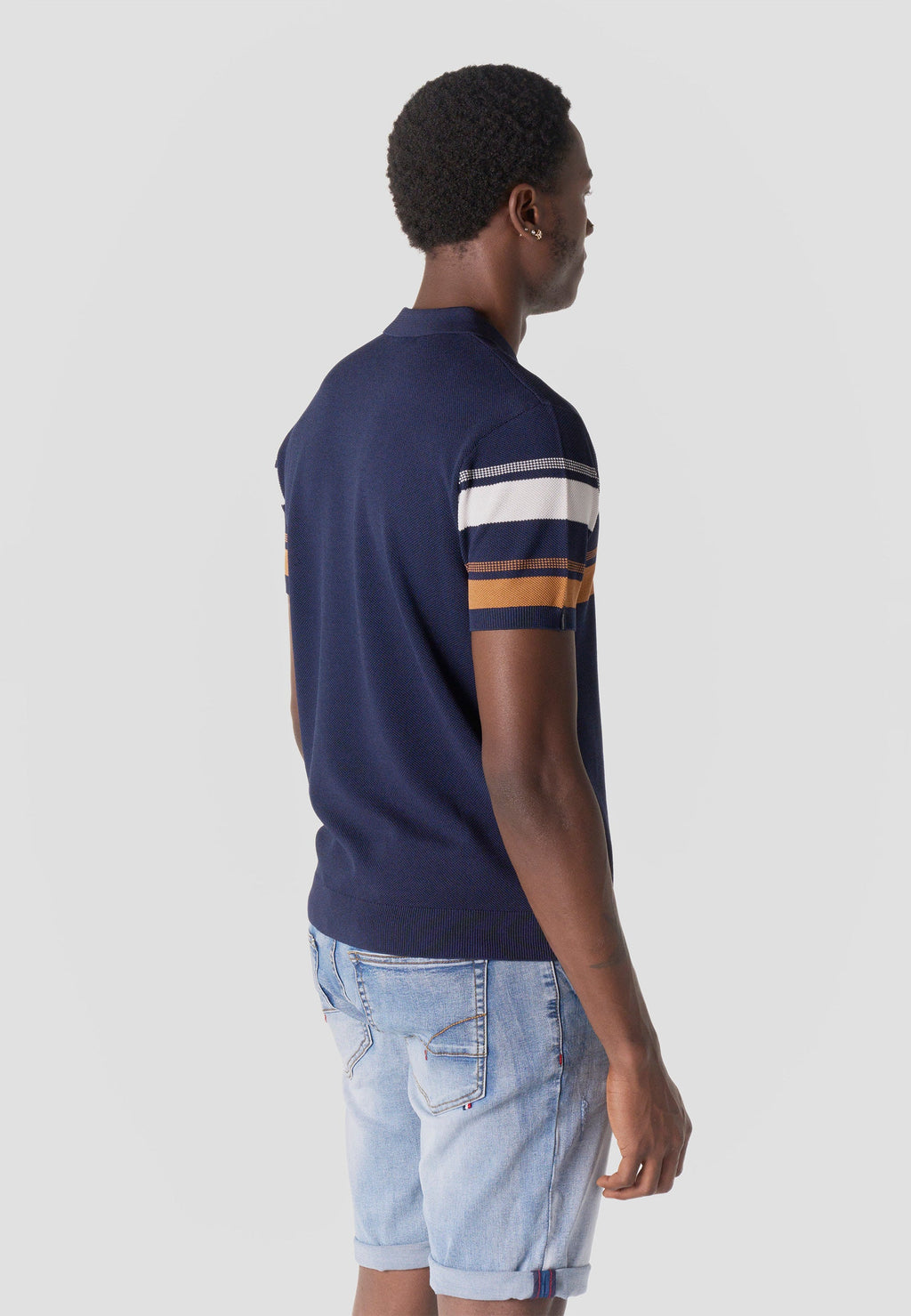 Polo Hombre Manga Corta Punto Media Cremallera Rayas – Koroshi 2611PC49