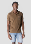 Polo Hombre Manga Corta Algodón Lavado con Bolsillo Marrón – Koroshi