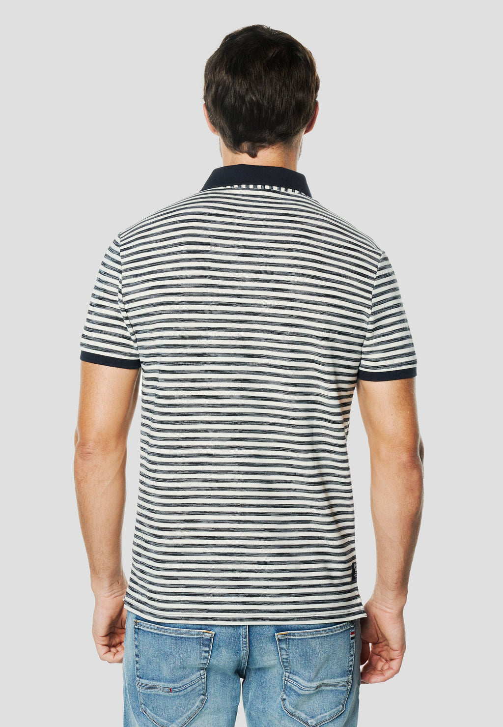 Polo Hombre Manga Corta Rayas Cuello Contraste Navy – Koroshi
