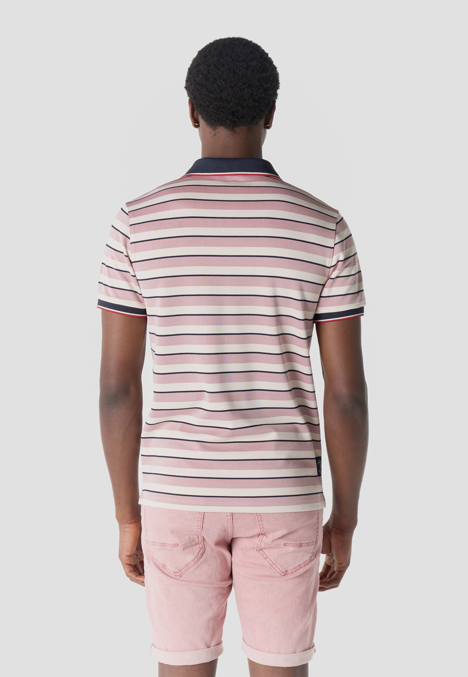 Polo Hombre Manga Corta Rayas Cuello Abierto Contraste Crudo – Koroshi