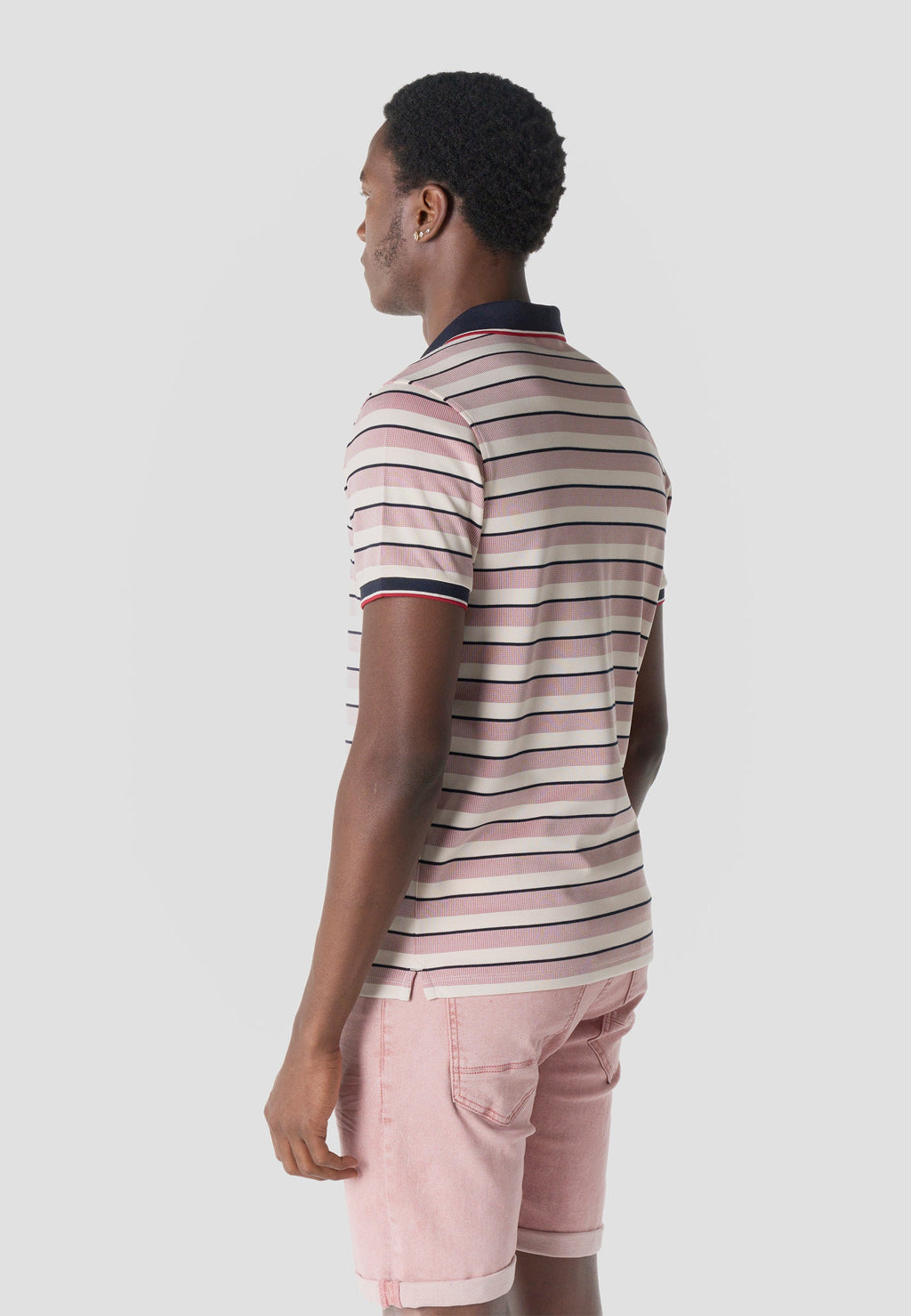 Polo Hombre Manga Corta Rayas Cuello Abierto Contraste Crudo – Koroshi