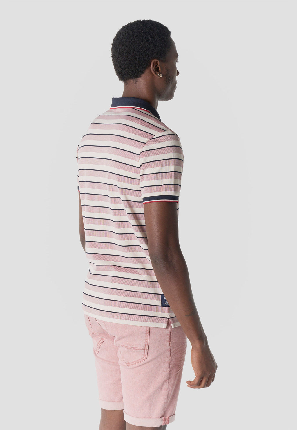 Polo Hombre Manga Corta Rayas Cuello Abierto Contraste Crudo – Koroshi
