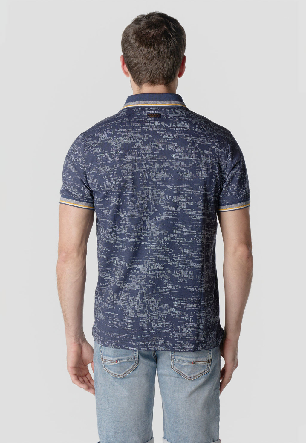 Polo Hombre Manga Corta Estampado All-Over Vivos Contraste – Koroshi Navy
