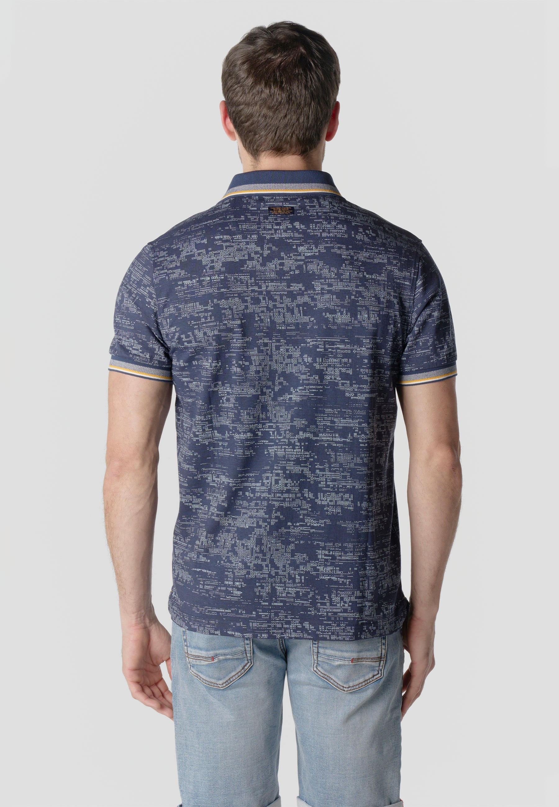 Polo Hombre Manga Corta Estampado All-Over Vivos Contraste – Koroshi Navy