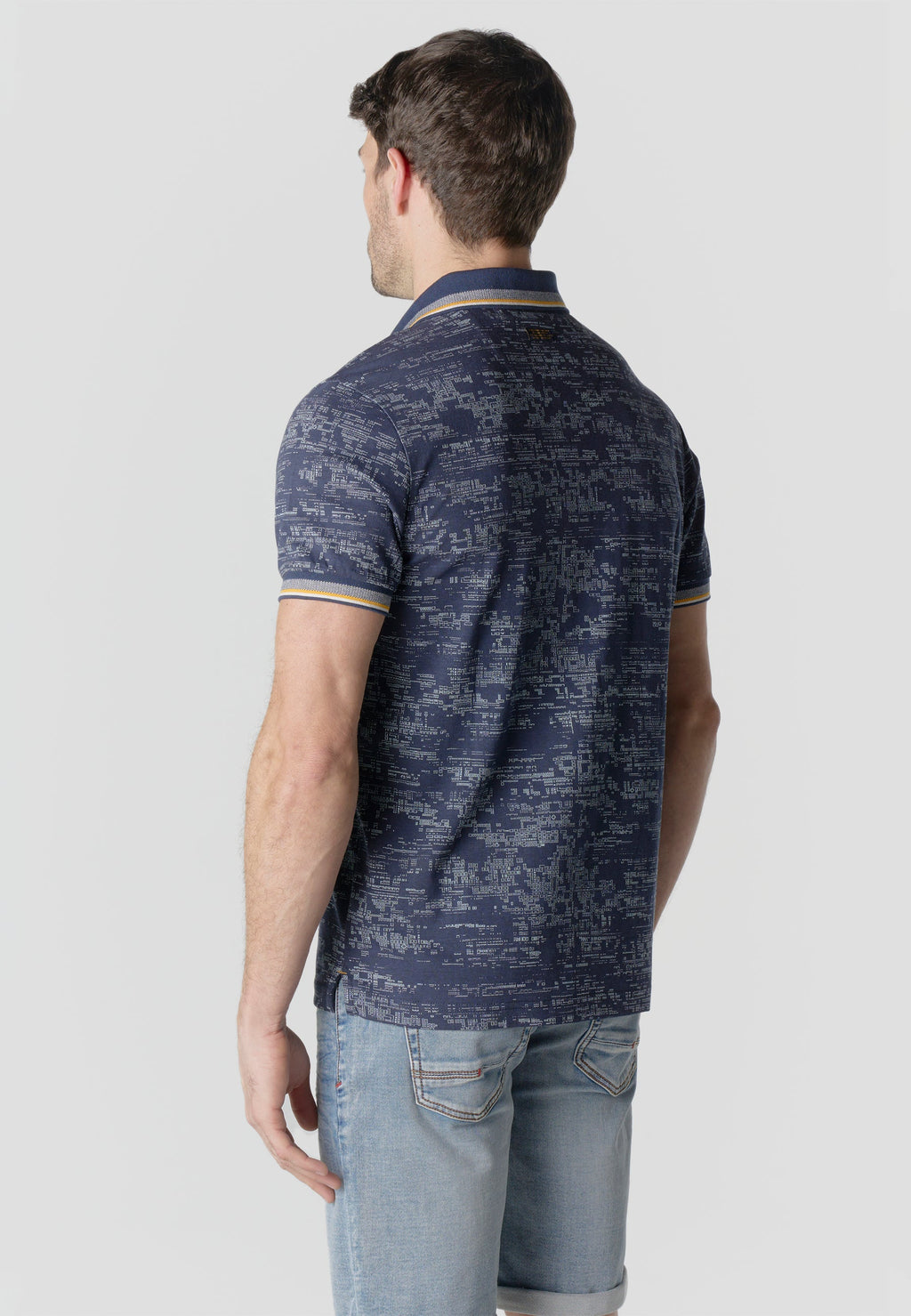 Polo Hombre Manga Corta Estampado All-Over Vivos Contraste – Koroshi Navy