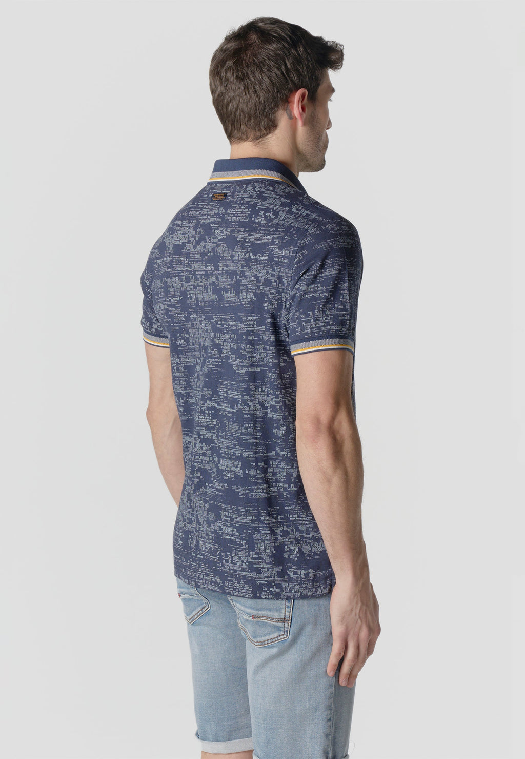 Polo Hombre Manga Corta Estampado All-Over Vivos Contraste – Koroshi Navy