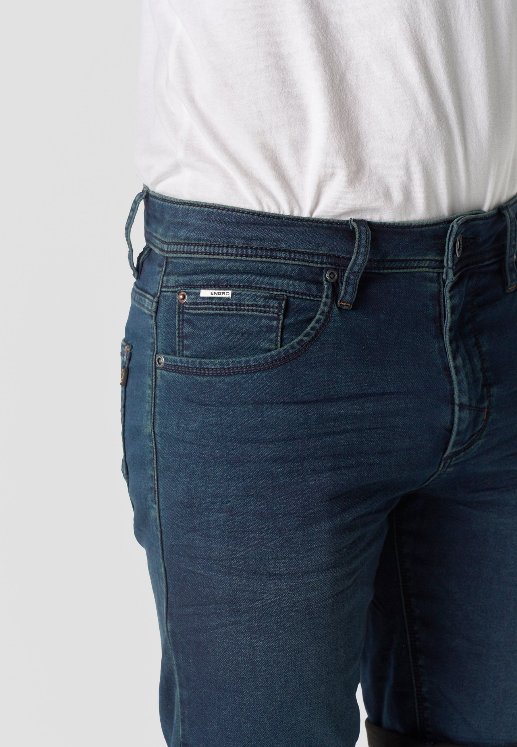 Bermuda Hombre Denim Knit Regular Azul Oscuro – Koroshi 2611PS19
