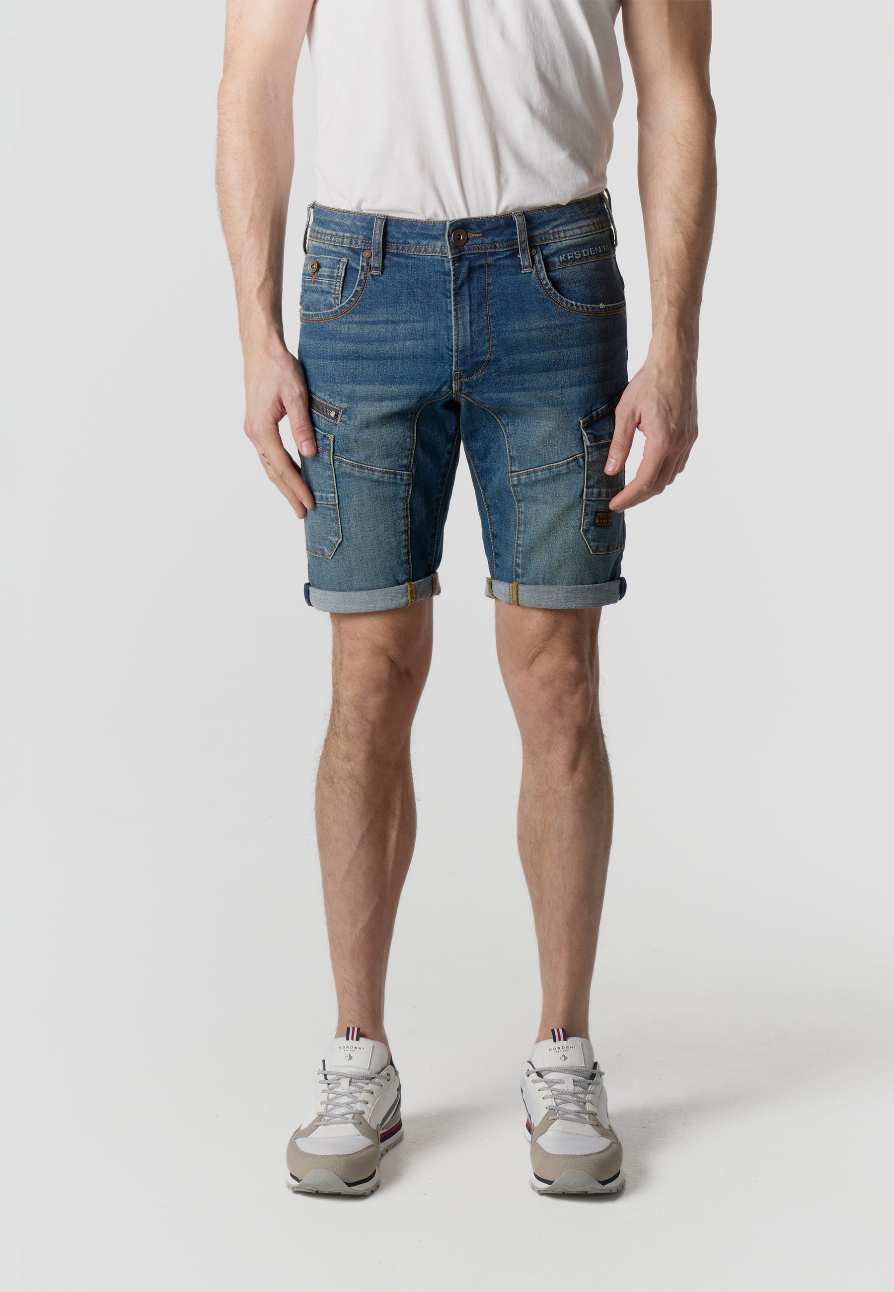 Bermuda Hombre Cargo Denim Regular Azul Medio – Koroshi 2611PS41