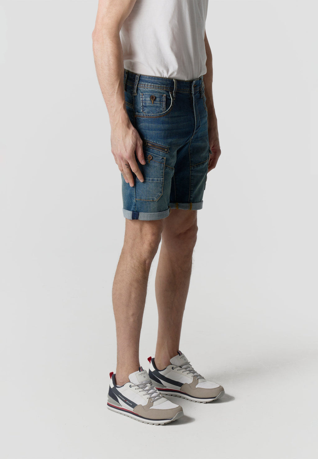 Bermuda Hombre Cargo Denim Regular Azul Medio – Koroshi 2611PS41