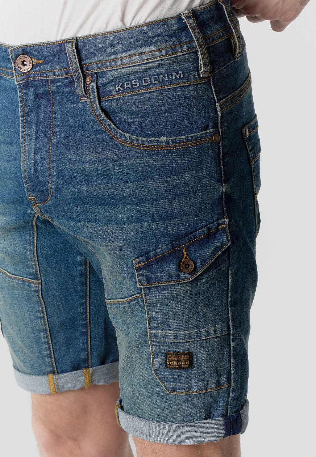 Bermuda Hombre Cargo Denim Regular Azul Medio – Koroshi 2611PS41