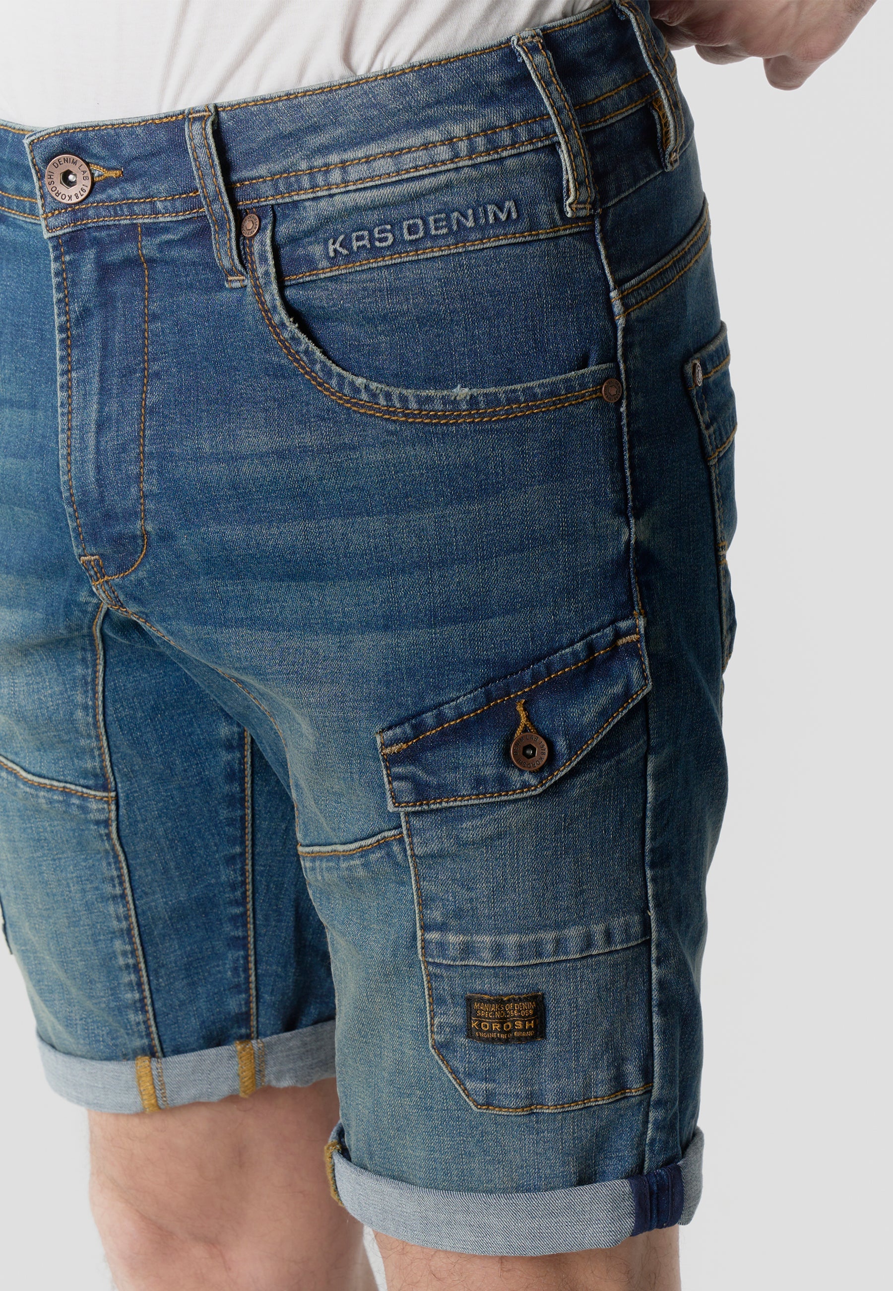 Bermuda Hombre Cargo Denim Regular Azul Medio – Koroshi 2611PS41
