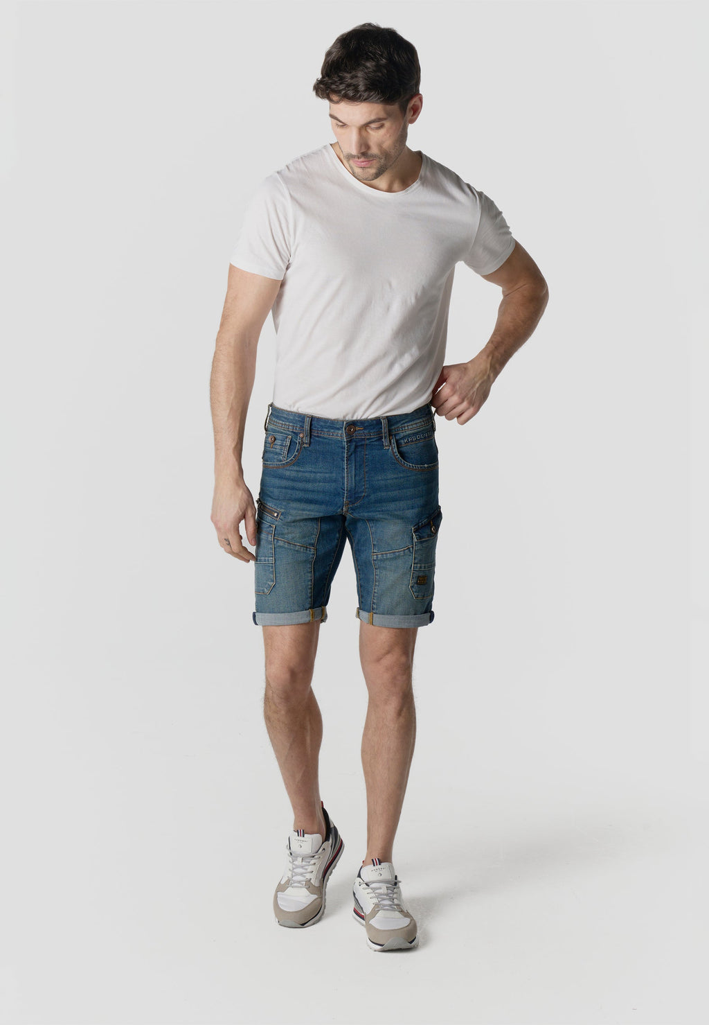 Bermuda Hombre Cargo Denim Regular Azul Medio – Koroshi 2611PS41
