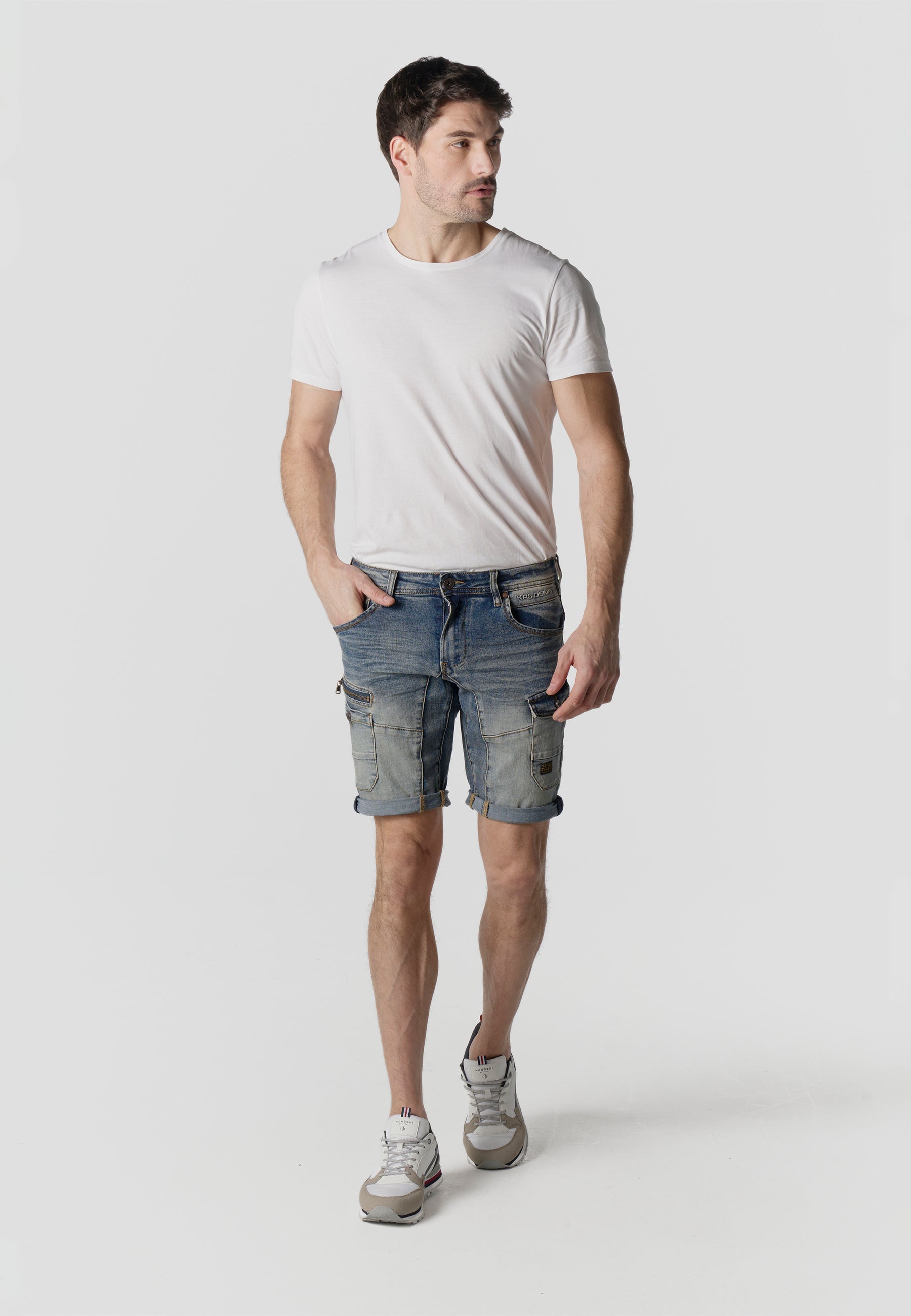 Bermuda Hombre Cargo Denim Jogger Azul Claro – Koroshi 2611PS42