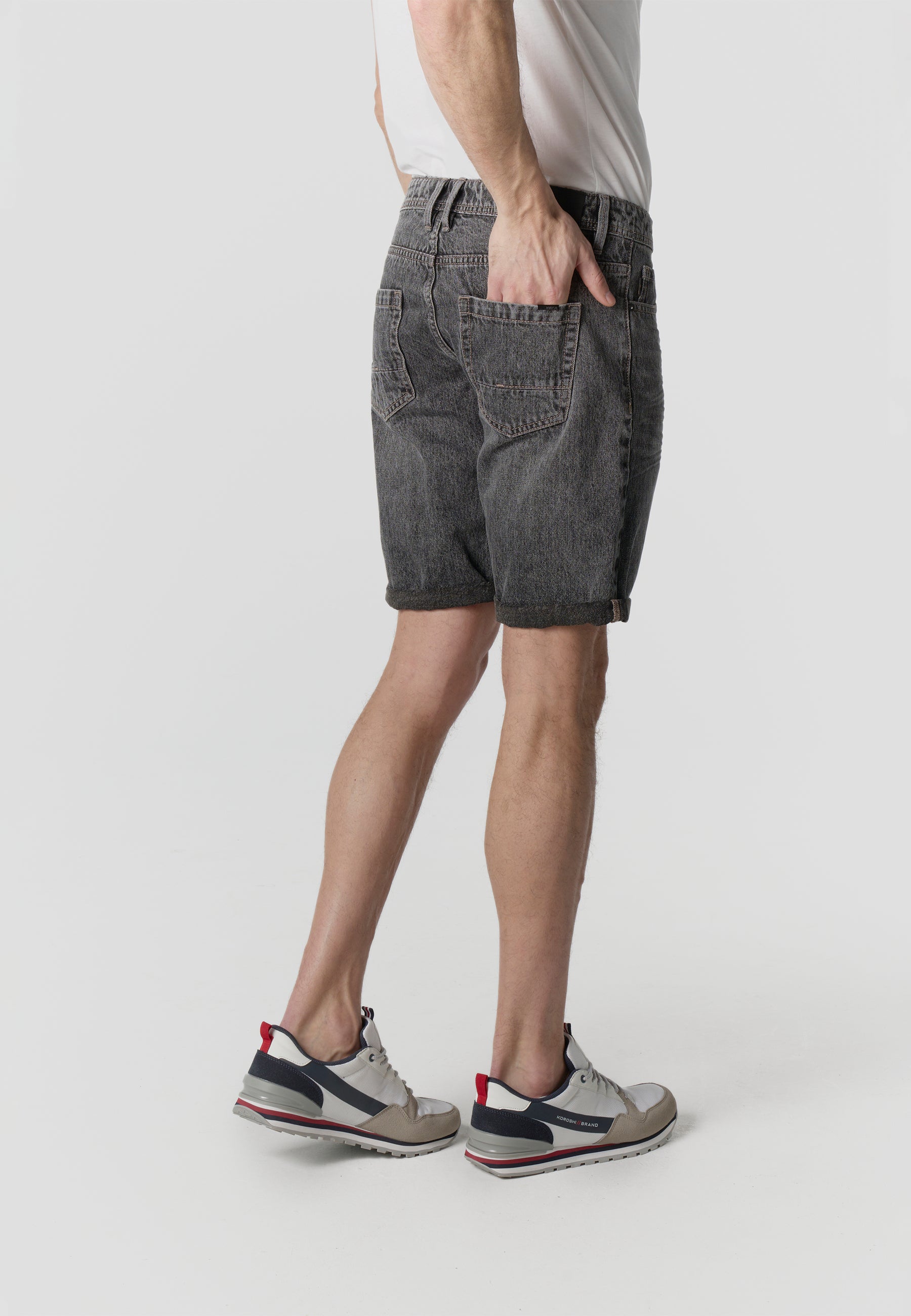 Bermuda Hombre Denim Lavado con Vuelta Negro – Koroshi 2611PS46