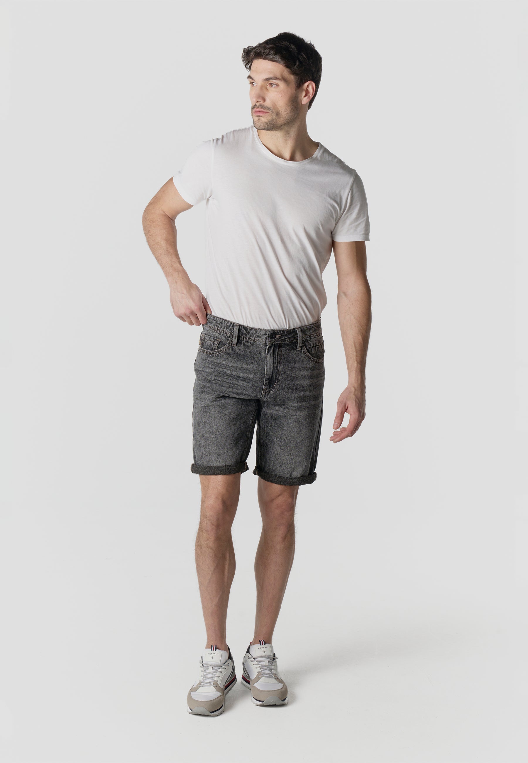 Bermuda Hombre Denim Lavado con Vuelta Negro – Koroshi 2611PS46