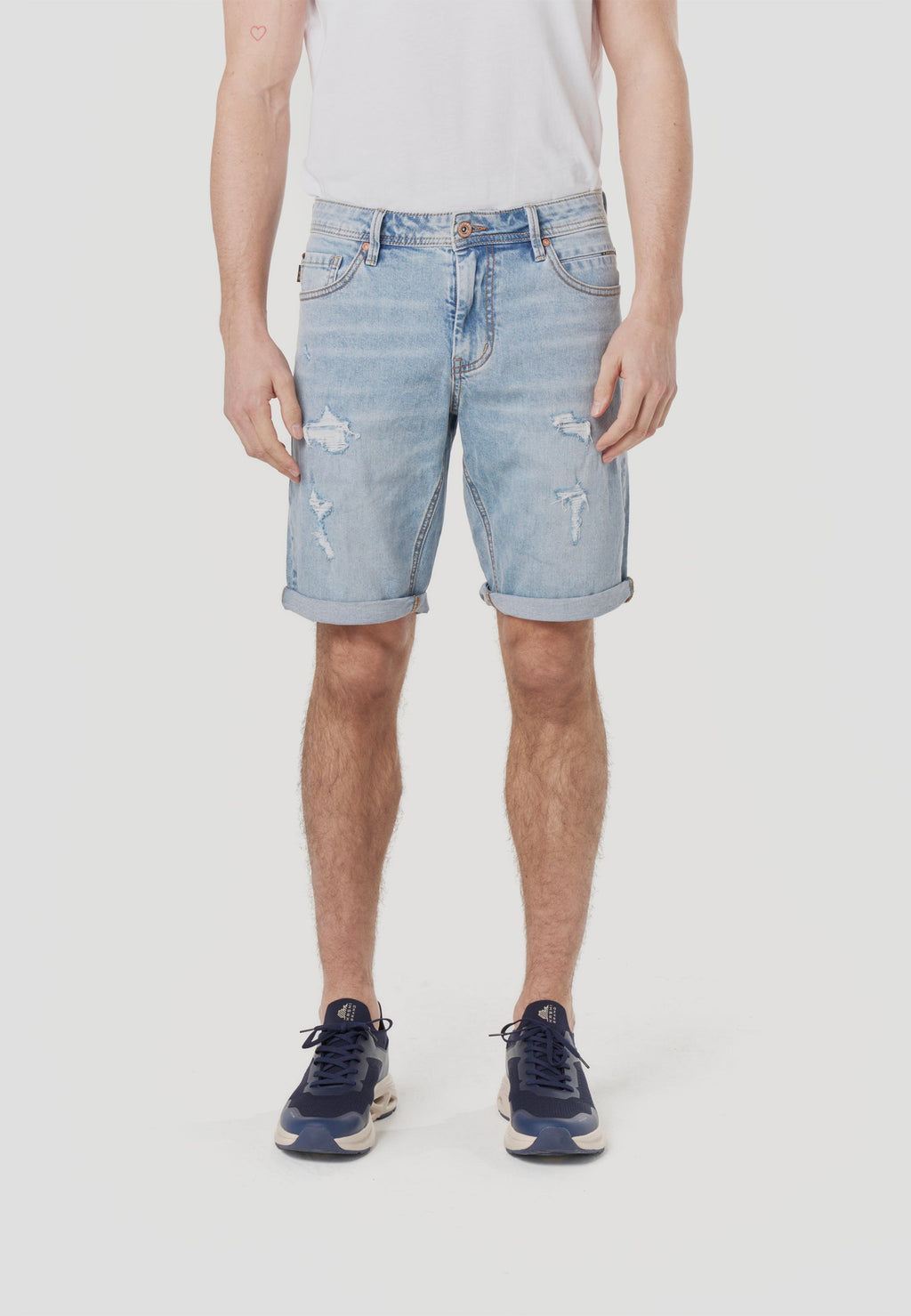 Bermuda Hombre Denim Relaxed Rotos Azul Claro – Koroshi 2611PS47