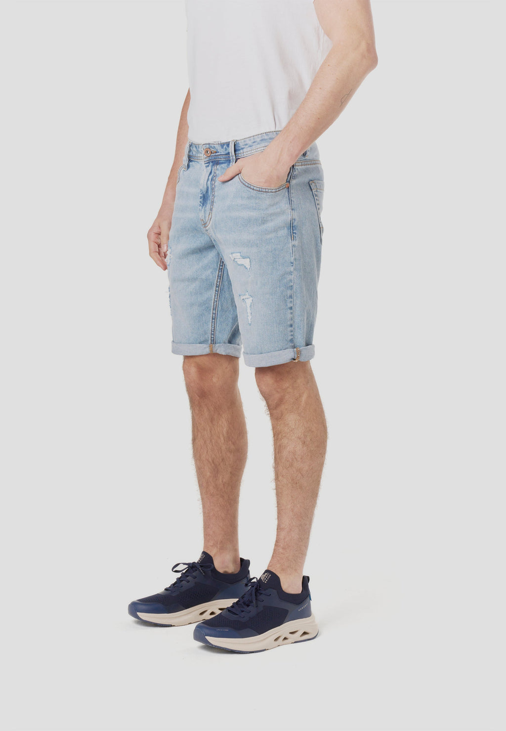 Bermuda Hombre Denim Relaxed Rotos Azul Claro – Koroshi 2611PS47