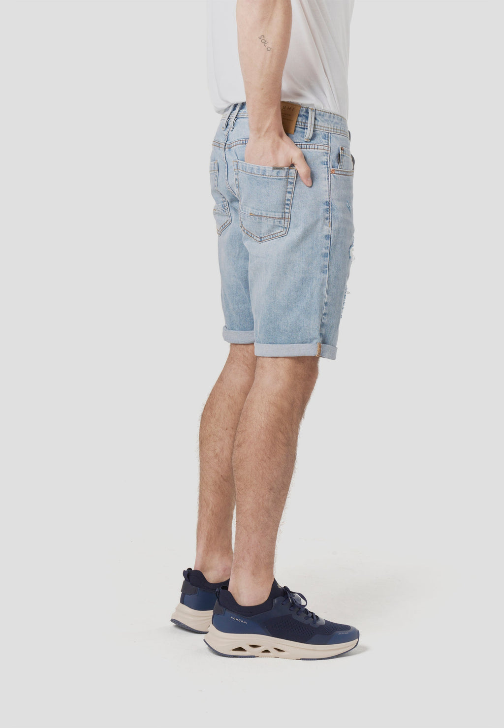 Bermuda Hombre Denim Relaxed Rotos Azul Claro – Koroshi 2611PS47
