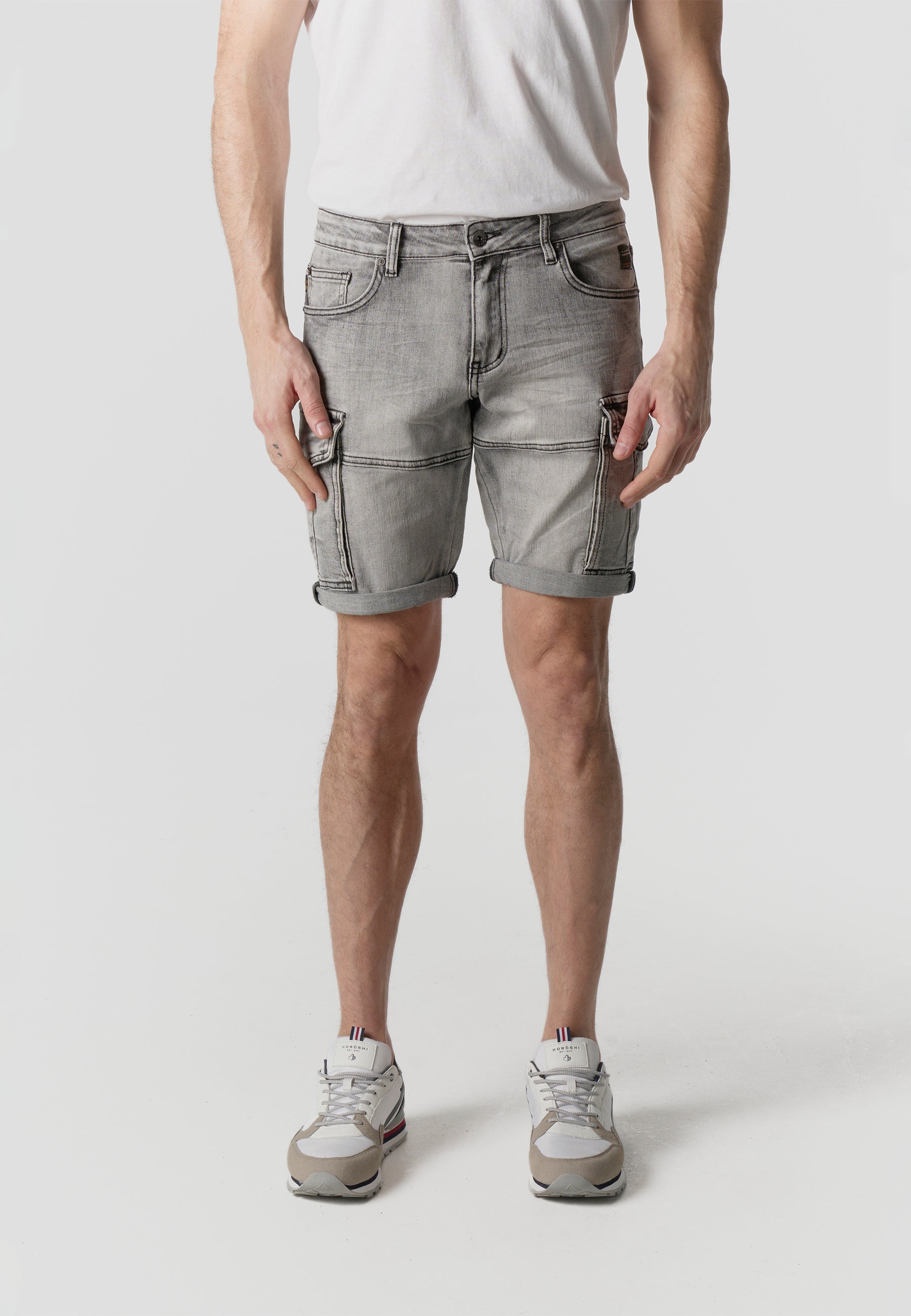 Bermuda Hombre Cargo Denim Lavado Gris – Koroshi 2611PS64