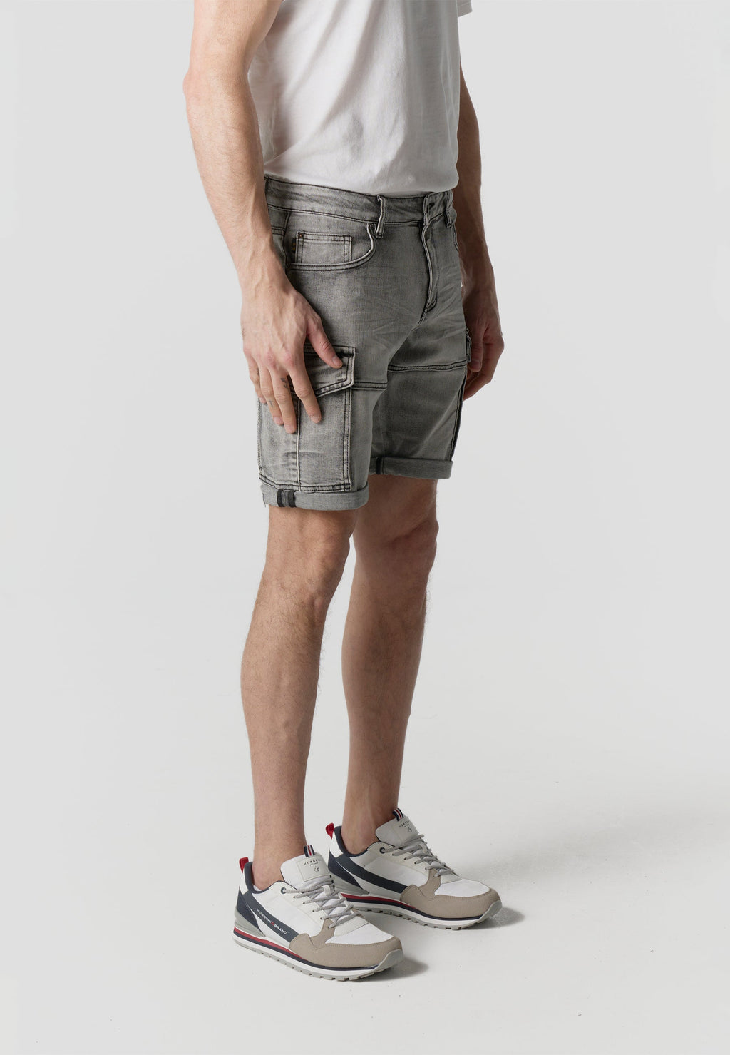 Bermuda Hombre Cargo Denim Lavado Gris – Koroshi 2611PS64