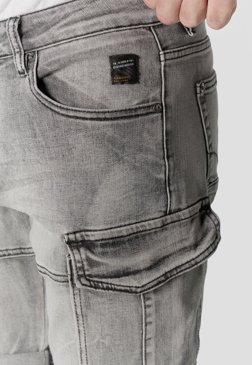 Bermuda Hombre Cargo Denim Lavado Gris – Koroshi 2611PS64