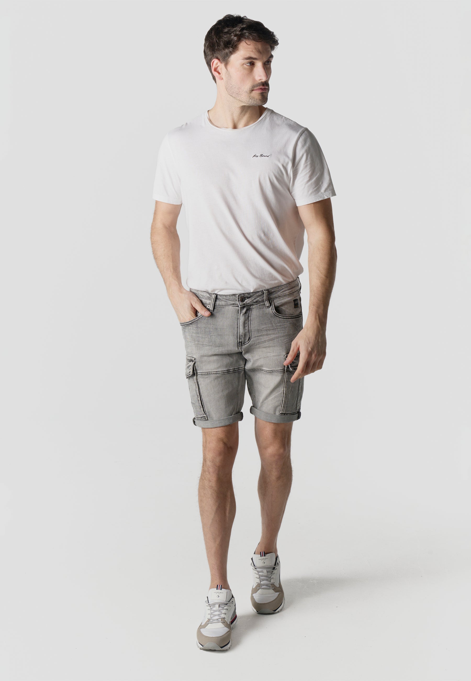 Bermuda Hombre Cargo Denim Lavado Gris – Koroshi 2611PS64