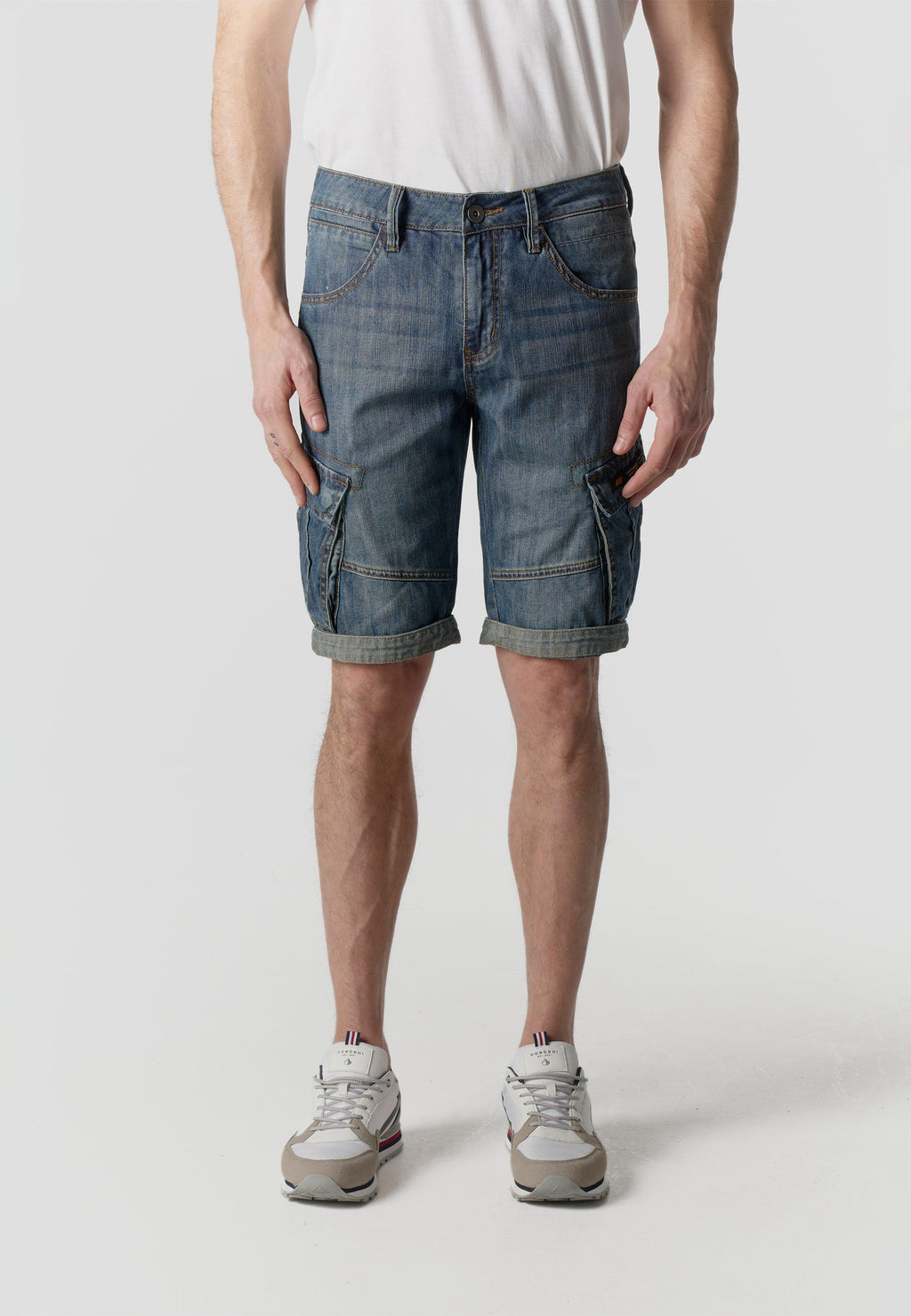 Bermuda Hombre Cargo Denim Relaxed Azul Oscuro – Koroshi 2611PS70
