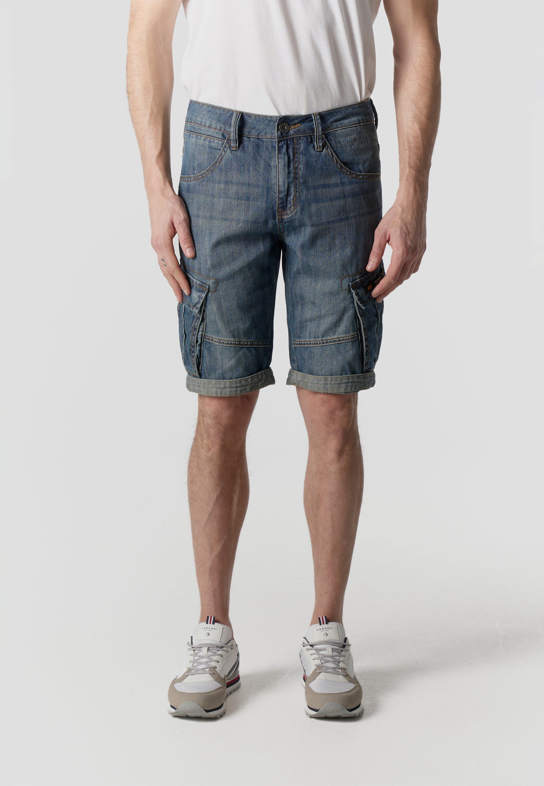 Bermuda Hombre Cargo Denim Relaxed Azul Oscuro – Koroshi 2611PS70