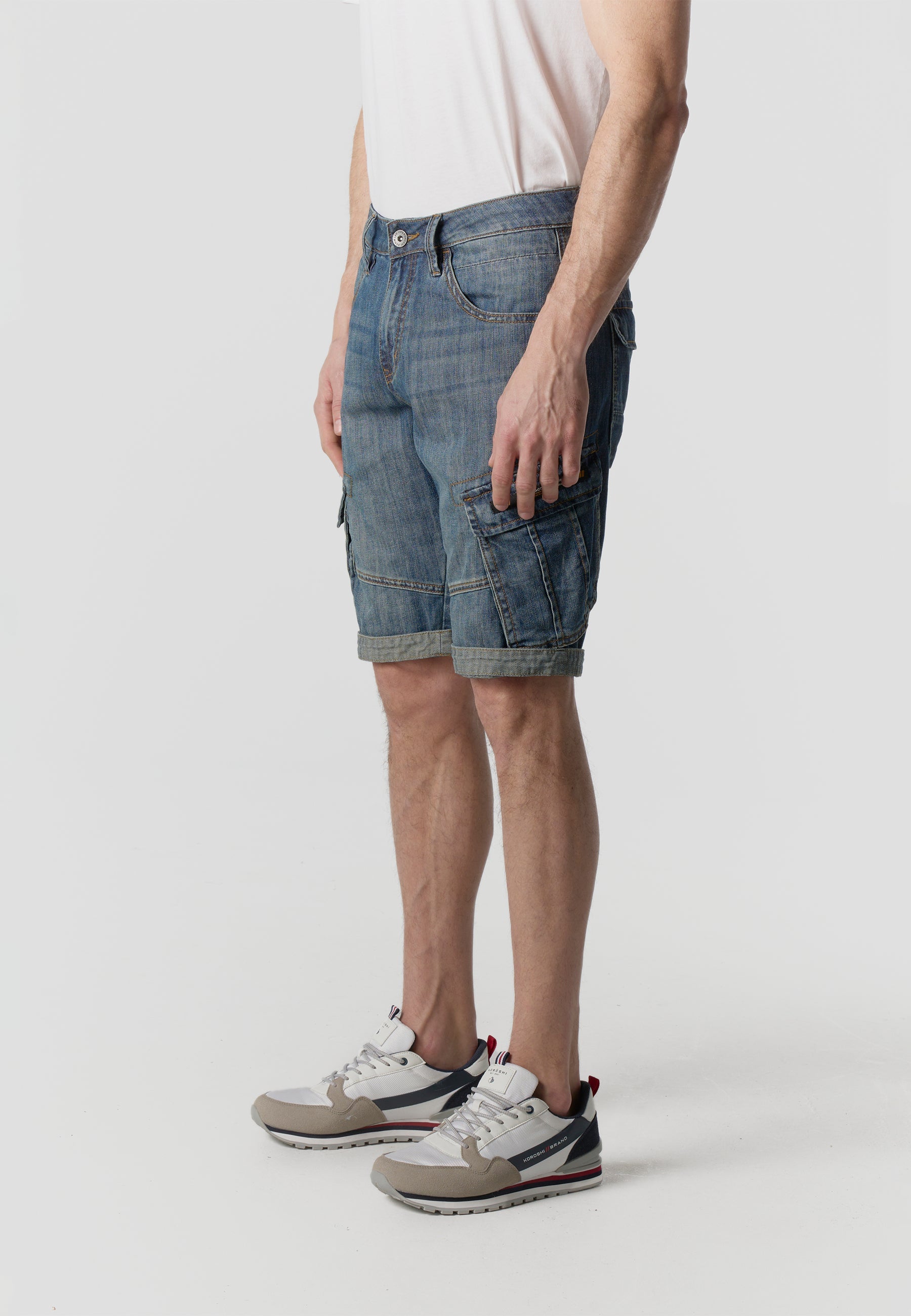 Bermuda Hombre Cargo Denim Relaxed Azul Oscuro – Koroshi 2611PS70