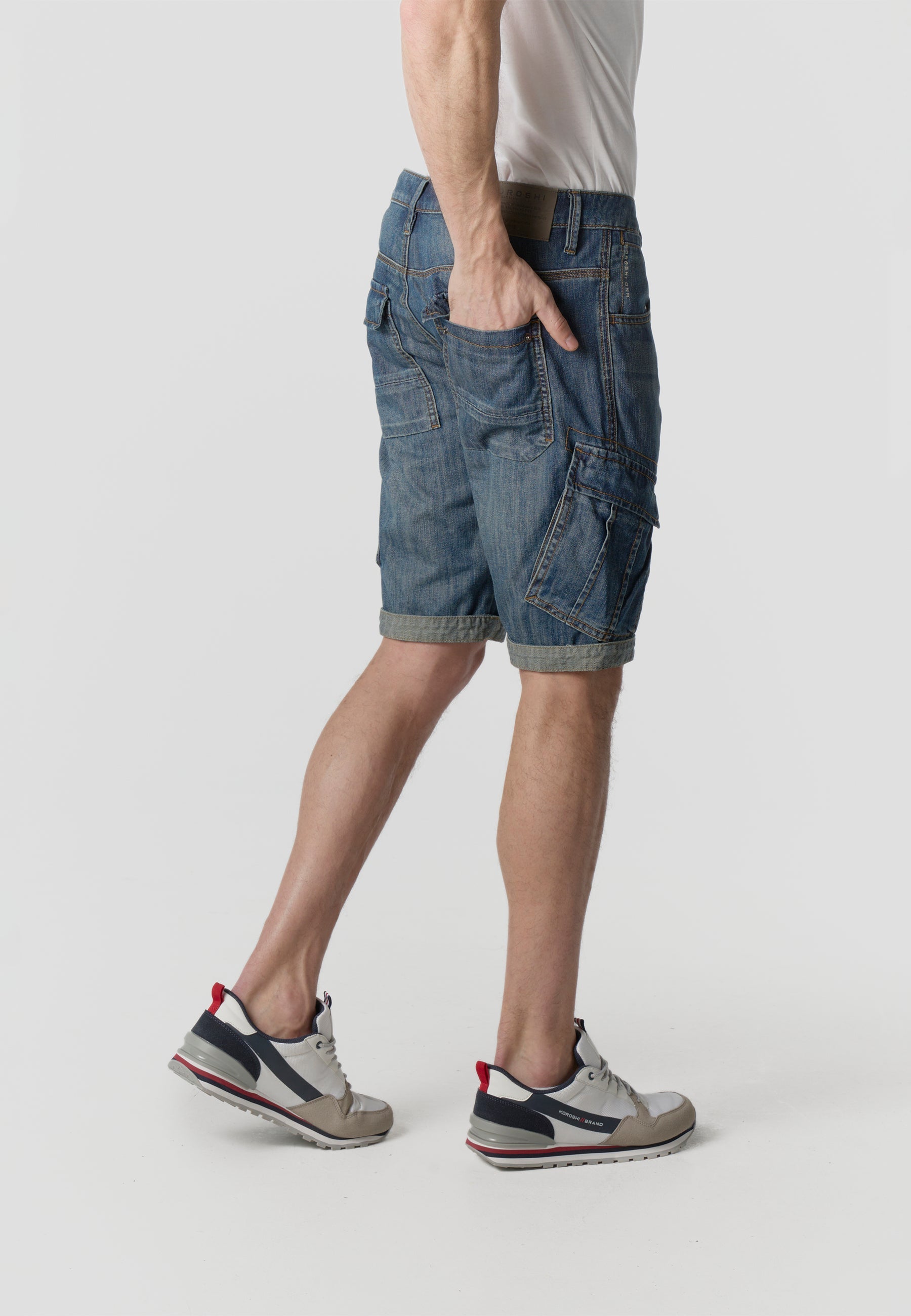 Bermuda Hombre Cargo Denim Relaxed Azul Oscuro – Koroshi 2611PS70