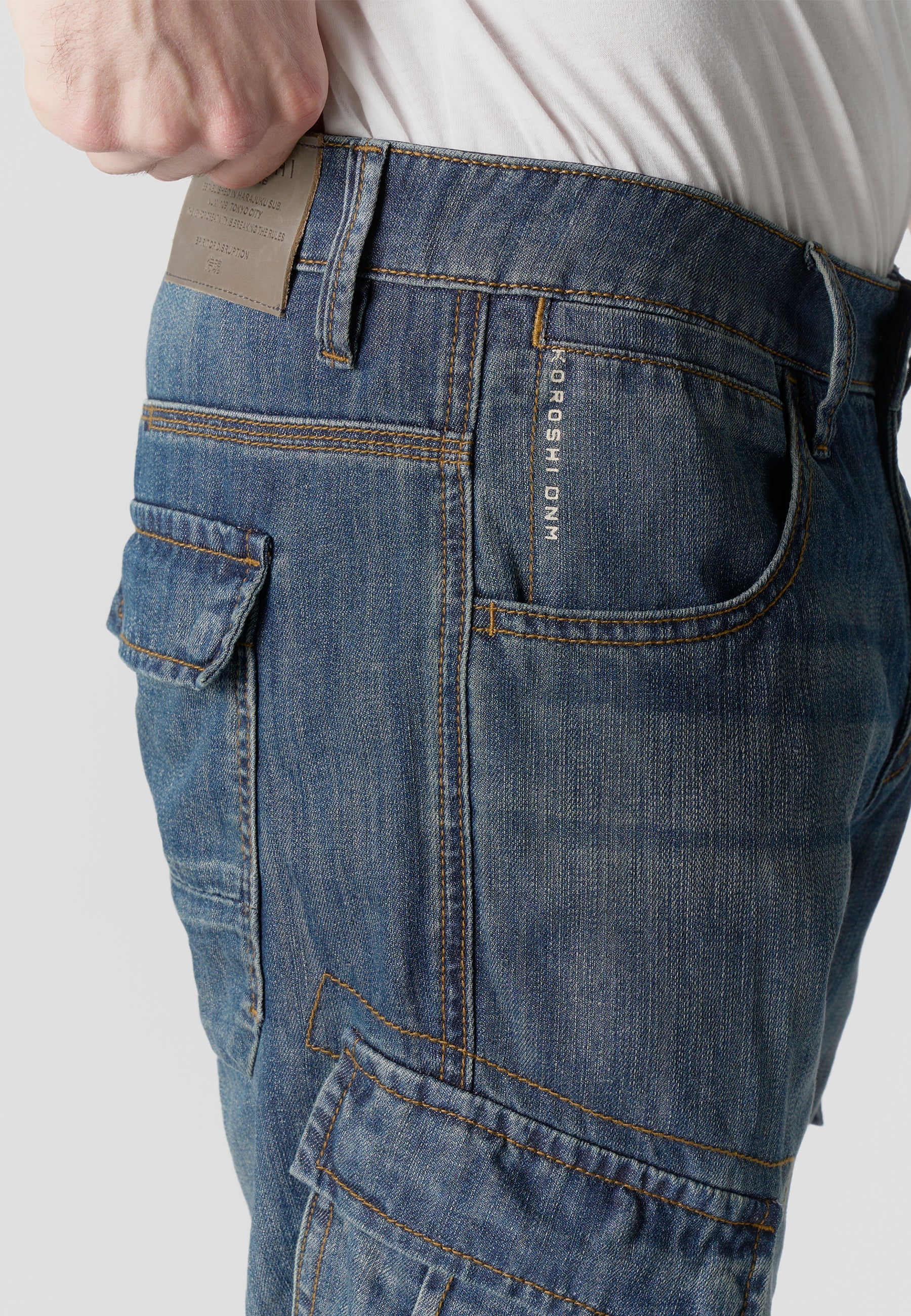 Bermuda Hombre Cargo Denim Relaxed Azul Oscuro – Koroshi 2611PS70