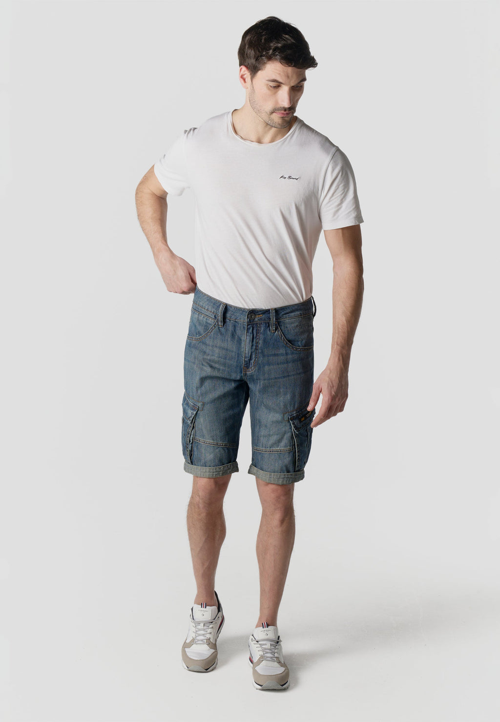 Bermuda Hombre Cargo Denim Relaxed Azul Oscuro – Koroshi 2611PS70