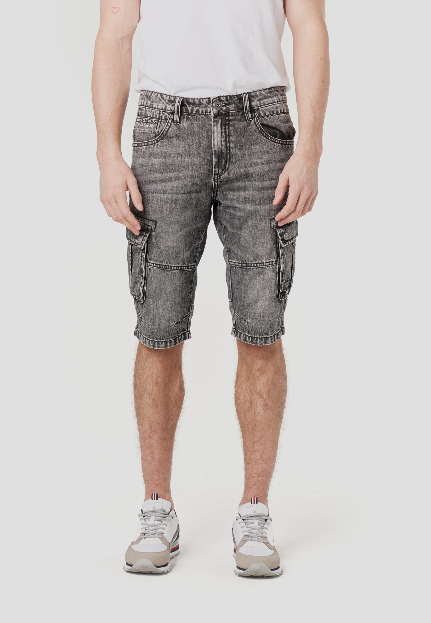 Bermuda Hombre Cargo Denim Larga Negro – Koroshi 2611PS72