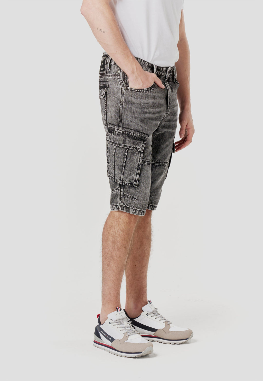 Bermuda Hombre Cargo Denim Larga Negro – Koroshi 2611PS72