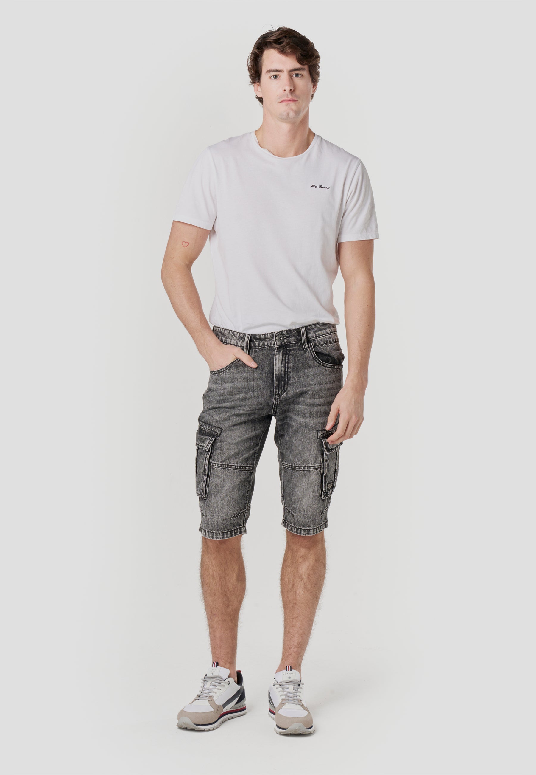 Bermuda Hombre Cargo Denim Larga Negro – Koroshi 2611PS72
