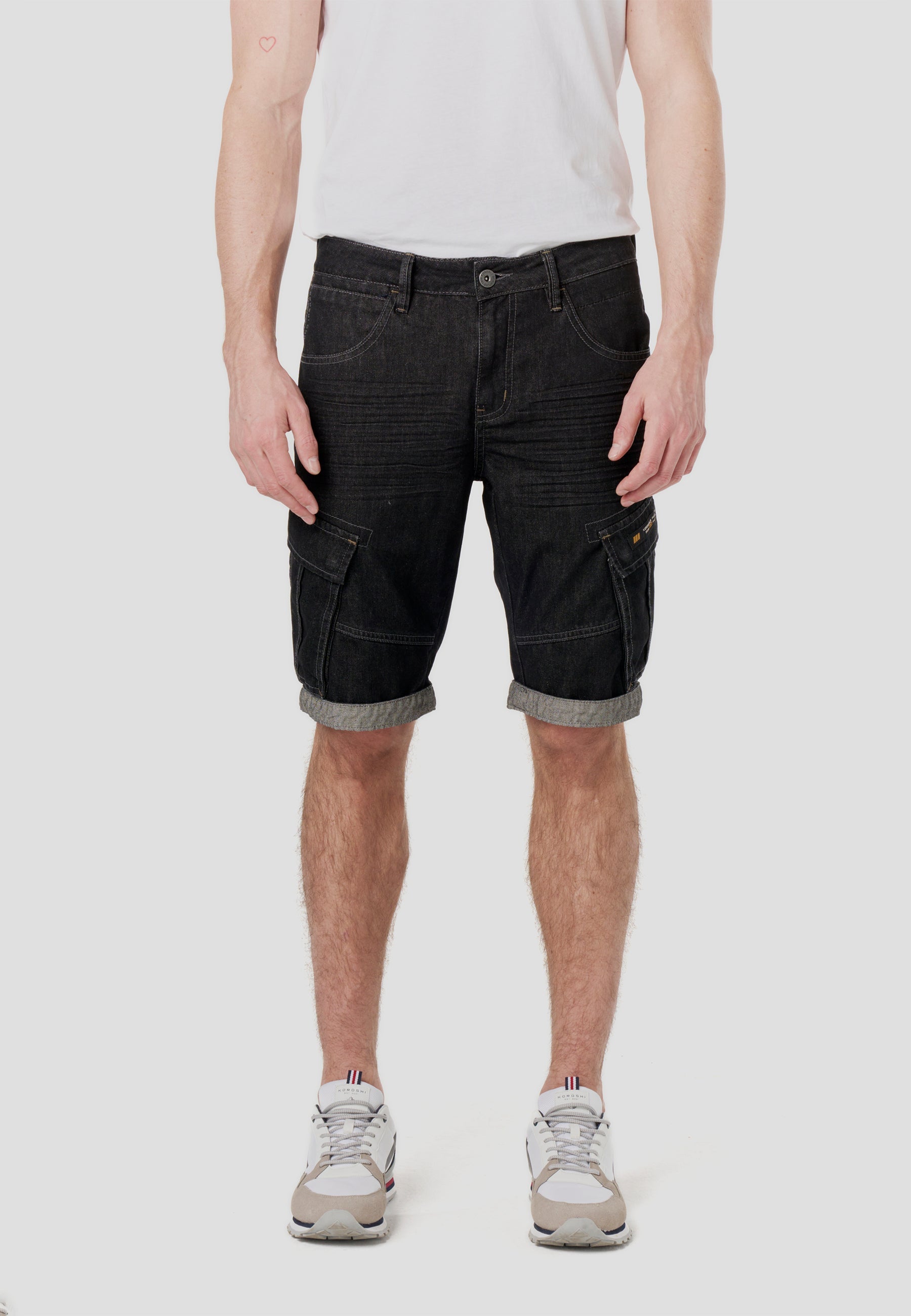 Bermuda Hombre Cargo Denim Lavado Negro – Koroshi 2611PS74