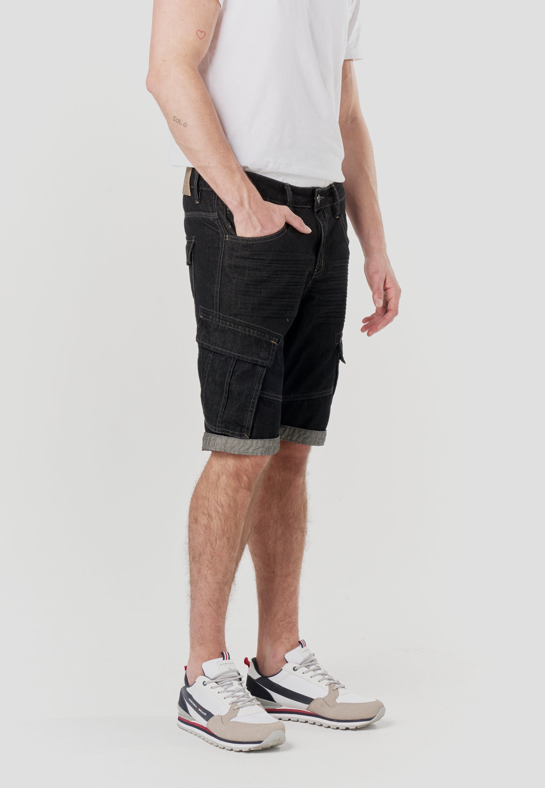 Bermuda Hombre Cargo Denim Lavado Negro – Koroshi 2611PS74