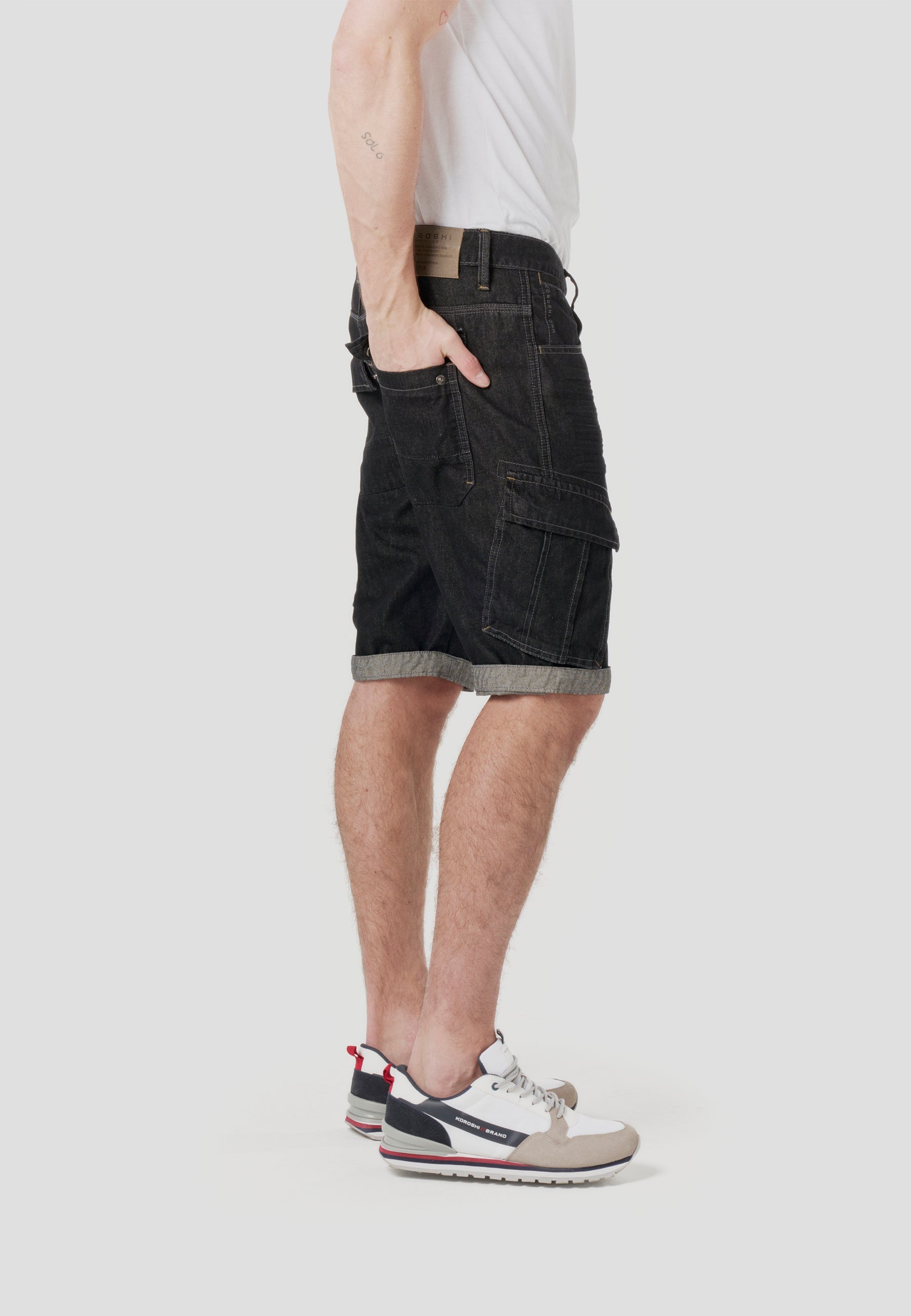 Bermuda Hombre Cargo Denim Lavado Negro – Koroshi 2611PS74