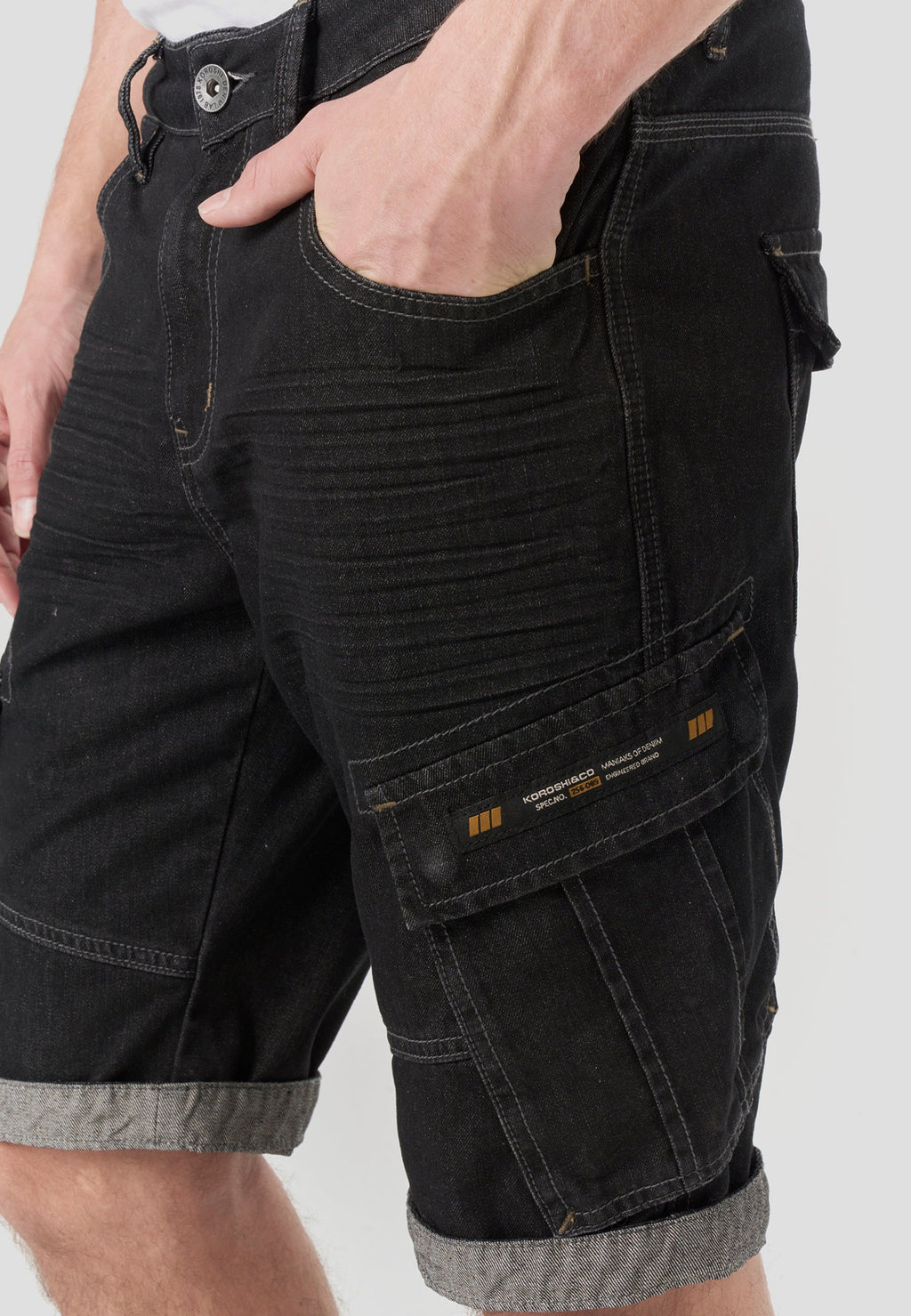 Bermuda Hombre Cargo Denim Lavado Negro – Koroshi 2611PS74