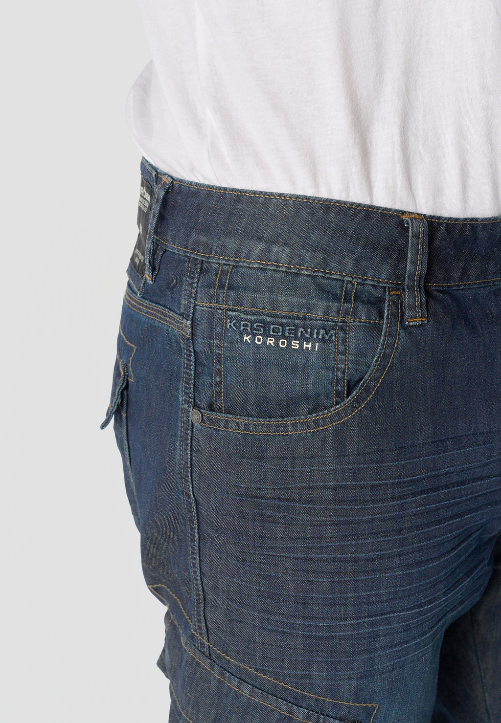 Bermuda Hombre Cargo Denim Larga Relaxed Azul Oscuro – Koroshi 2611PS80