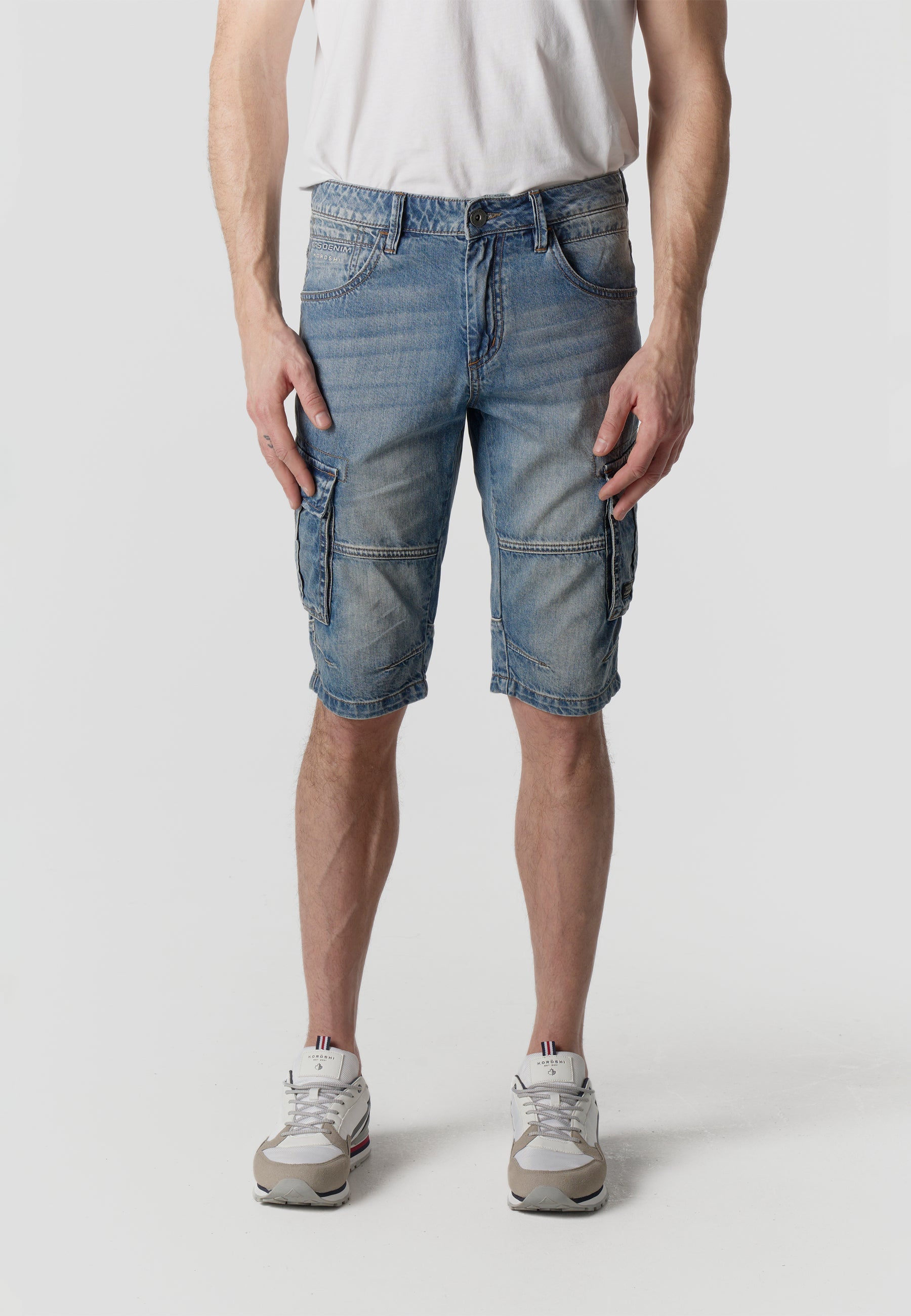 Bermuda Hombre Cargo Denim Relaxed – Koroshi Azul Claro
