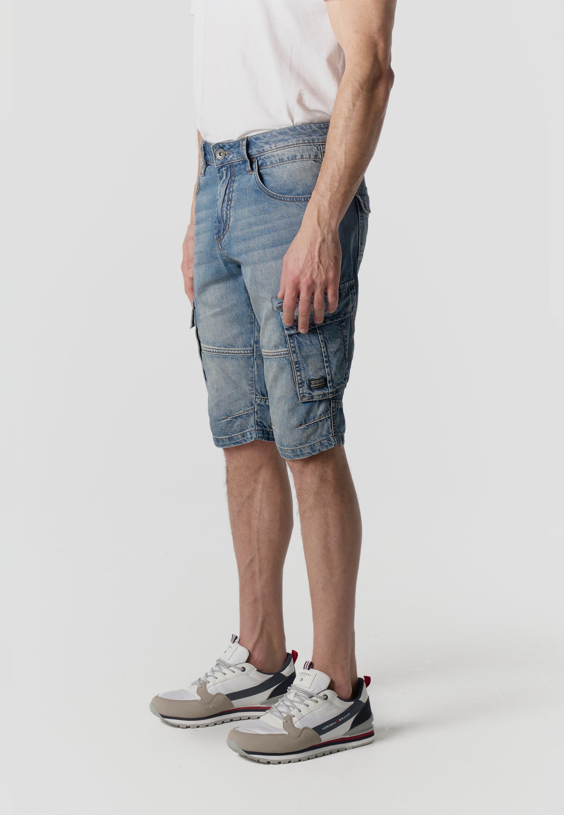 Bermuda Hombre Cargo Denim Relaxed – Koroshi Azul Claro