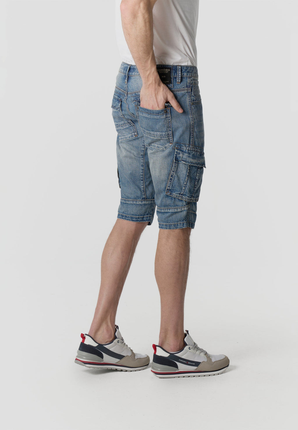 Bermuda Hombre Cargo Denim Relaxed – Koroshi Azul Claro