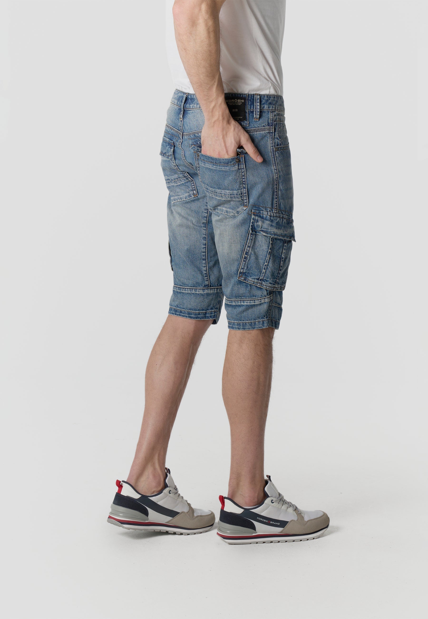 Bermuda Hombre Cargo Denim Relaxed – Koroshi Azul Claro