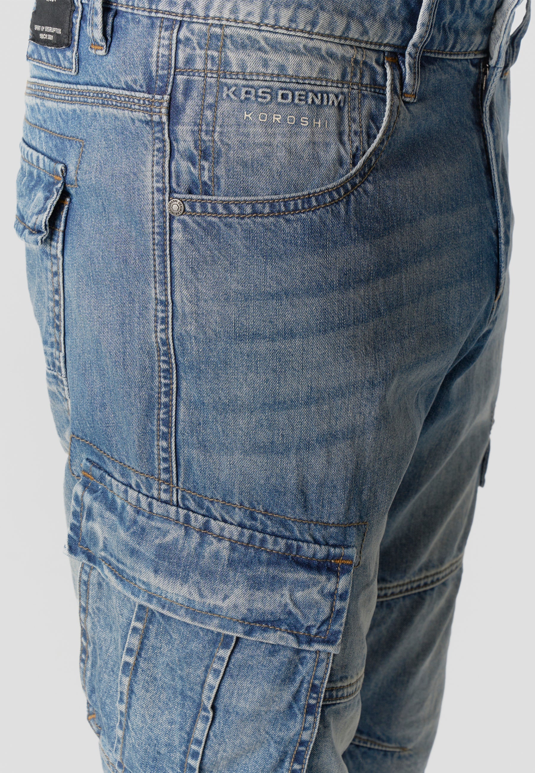 Bermuda Hombre Cargo Denim Relaxed – Koroshi Azul Claro