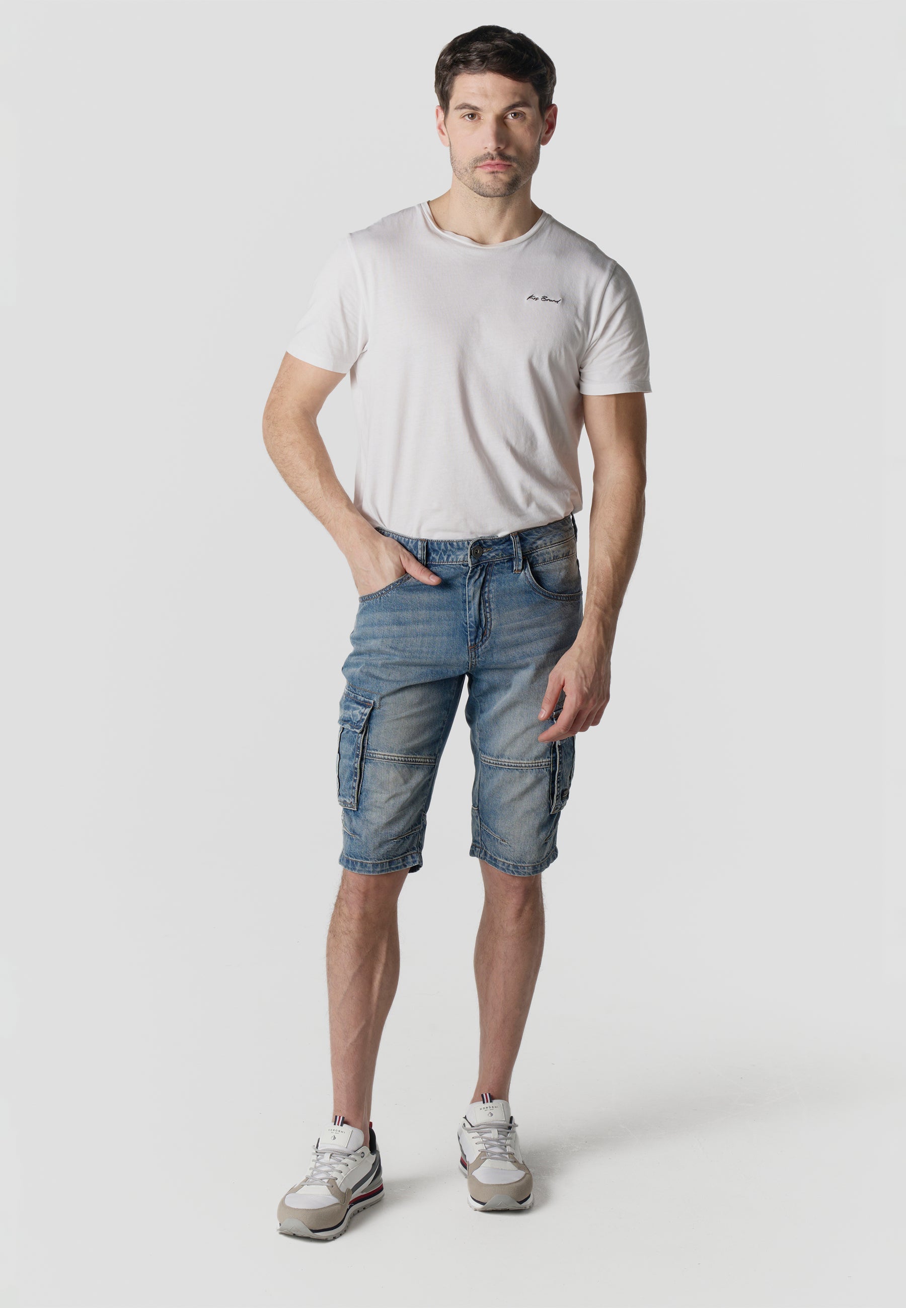 Bermuda Hombre Cargo Denim Relaxed – Koroshi Azul Claro